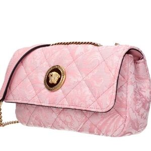 Versace Pink Jaquard Quilted Shoulder Bag